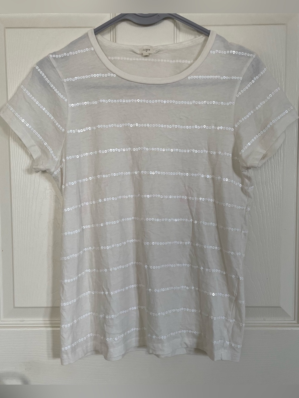 J. Crew White Sequin Top size M